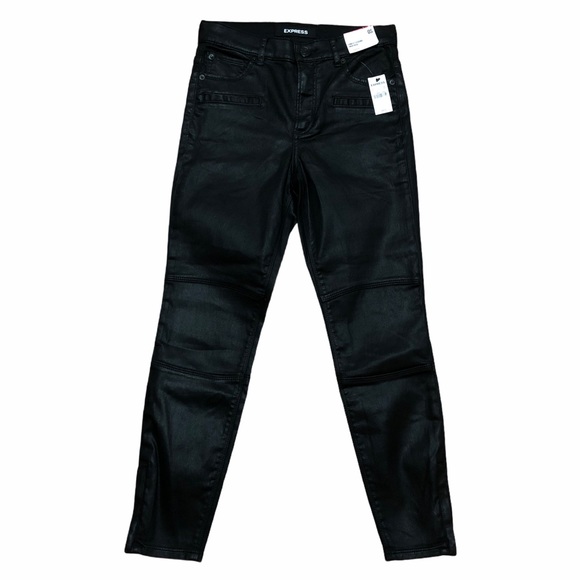 Express Denim - NEW Express High Rise Faux Leather Stretch Jeans